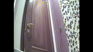 Girl with shaved pussy pooping in toilet