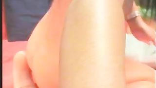Amateur brunette pooping on webcam