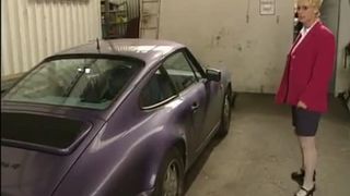 Blonde granny drinking warm piss