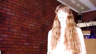 Hairy girl drinking her own piss