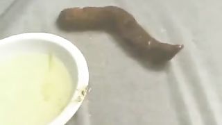 Asian girl dropped a very long turd