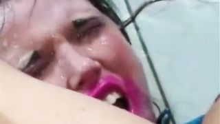 Drunk slut forced to drink piss
