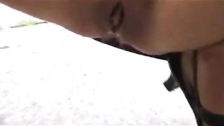 very sexy girl peeing outdoor