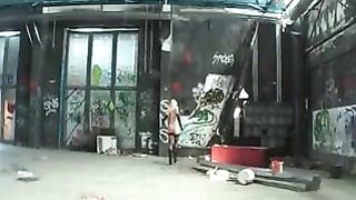 Busty blonde German teen peeing