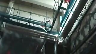 Busty blonde German teen peeing