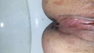 Amateur girl shitting in close up