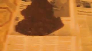 Big fat woman pooping in a hotel room