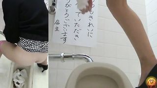 Amateur girls using public bathrooms