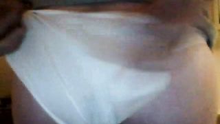 Chubby girl shitting in white panties