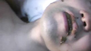 Japanese slave crying while being forced to eat poop by mist