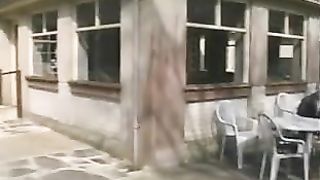 Sexy teen peeing in public