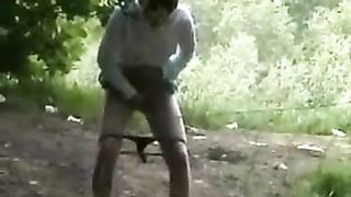 Amateur girl peeing outdoor