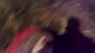 Sucking a big turd outdoor