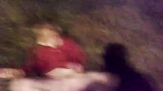 Sucking a big turd outdoor