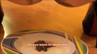 Mature woman pours liquid shit on her head