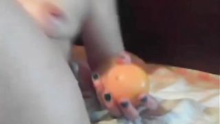 Bottle of wine in her pussy