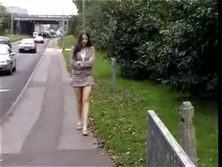 Chick peeing on the ground outdoor