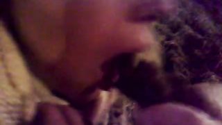 Blonde babe sucking a long turd