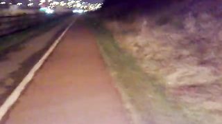 Sucking a long turd outdoor easily