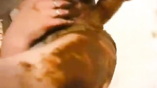 Dirty scat masturbation in bathtub