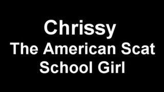 Dirty school girl masturbating with shit