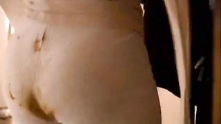 Brunette teen shitting in her white pants