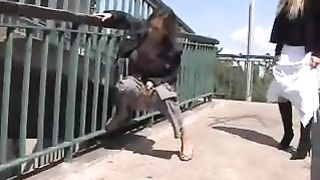 Waiting for her best friend to pee