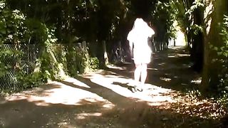 Blonde babe licking shit from her pants