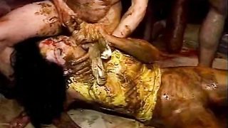 Amateur girls and guys smearing shit