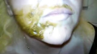 Busty German wife eating poop