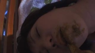Smearing fresh shit on a Japanese girl