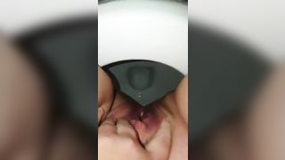 Hairy wife peeing in toilet