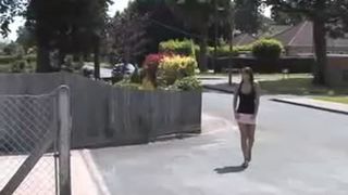 Hot brunette fingering her pussy while peeing