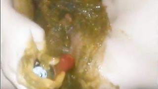 Shaved girl masturbating