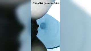 Fat ebony pooping in toilet