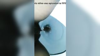 Fat ebony pooping in toilet
