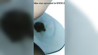 Fat ebony pooping in toilet