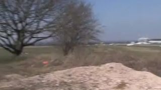 Sexy babe peeing at her farm