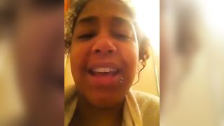 Black girl shitting in toilet