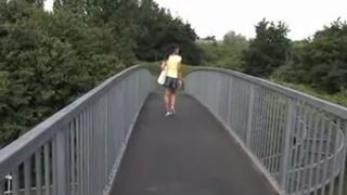 Ebony girl peeing outdoor