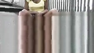 Ebony girl peeing outdoor