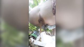 Busty babe spreading butt cheeks