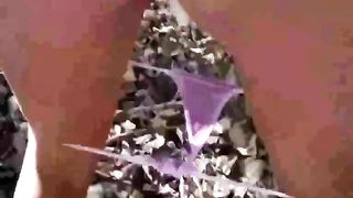 Brunette skinny hottie shitting in woods