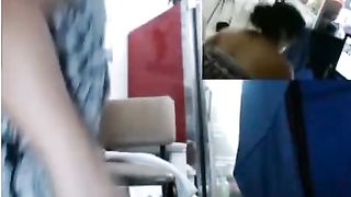 Girl shitting at work