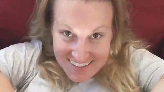 Hot blonde is really proud of her fresh shit