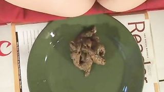 Hot blonde is really proud of her fresh shit