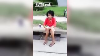 Black slut caught shitting in public