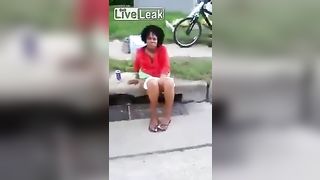 Black slut caught shitting in public