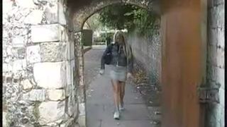 Drunk teen peeing in public place