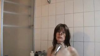 Hairy babe washed poop from her body